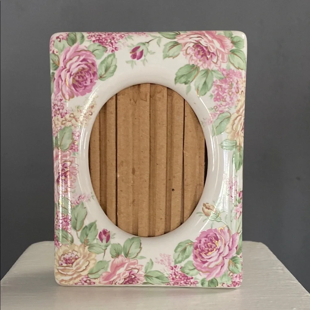 Vintage Otagiri Floral Rose Ceramic Picture Frame Cottagecore